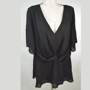 City Chic Plus Size Small 16 Solid Black Blouse
